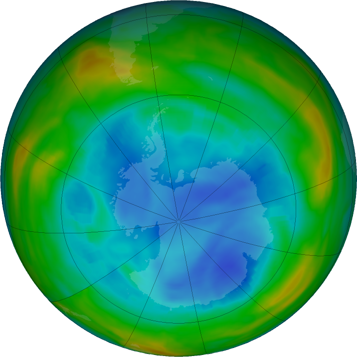 Antarctic ozone map for 06 August 2018